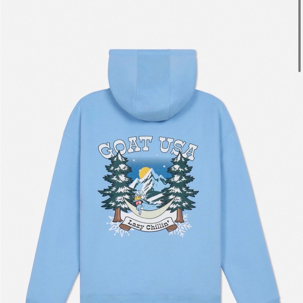 NWT GOAT USA GOAT Men's Light Blue Hoodie Sweater